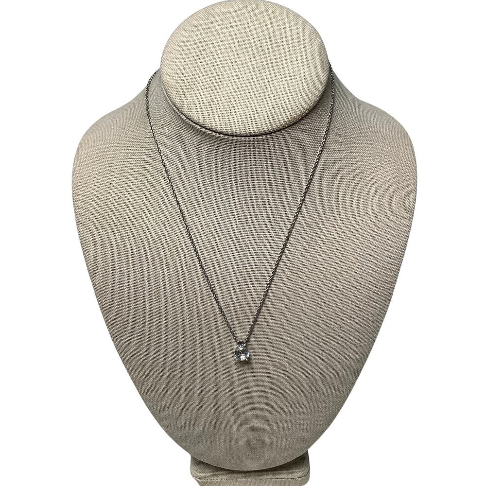 Swarovski Silver Tone Double Crystal Solitaire Pendant Necklace Elegant A5-25